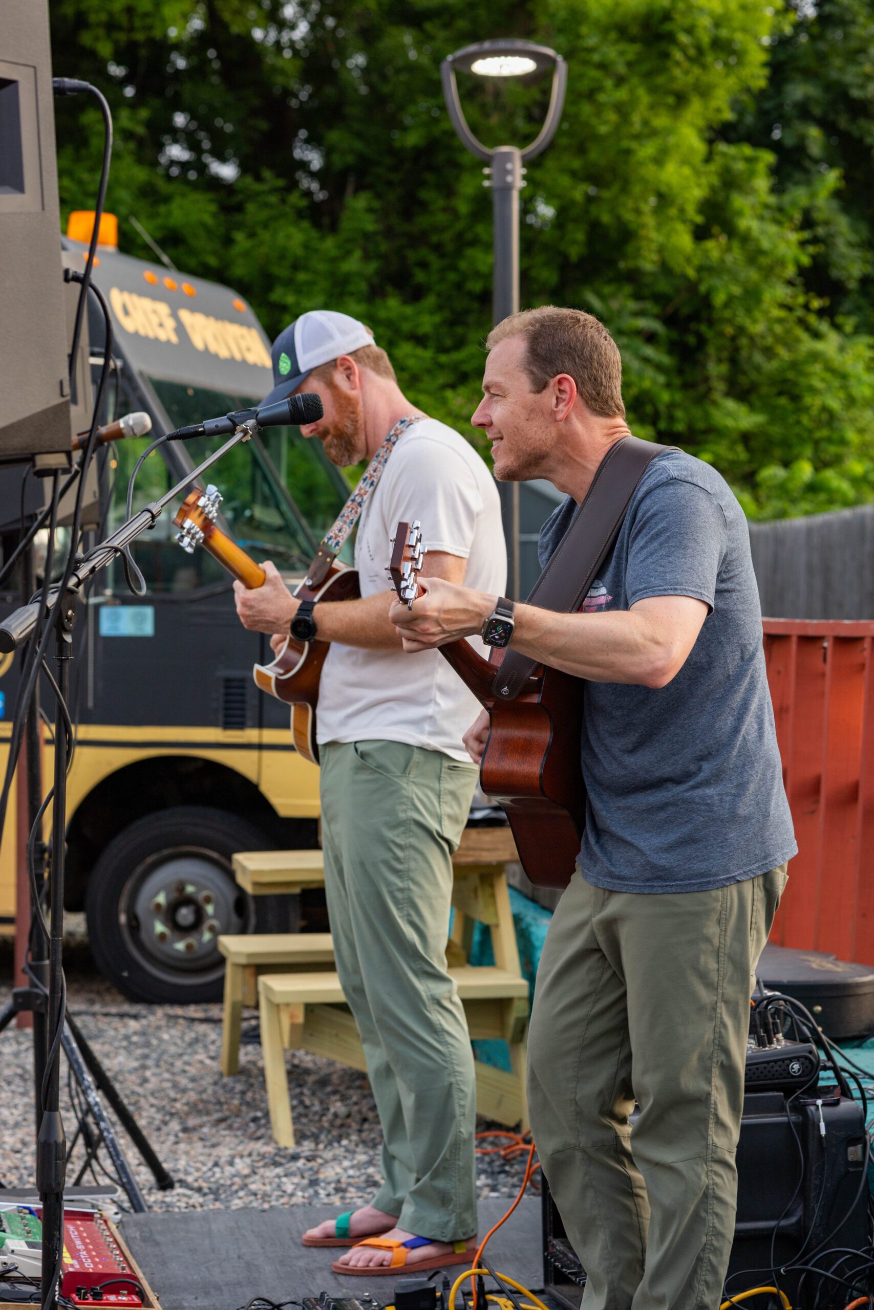 Two peoples performing on the stage